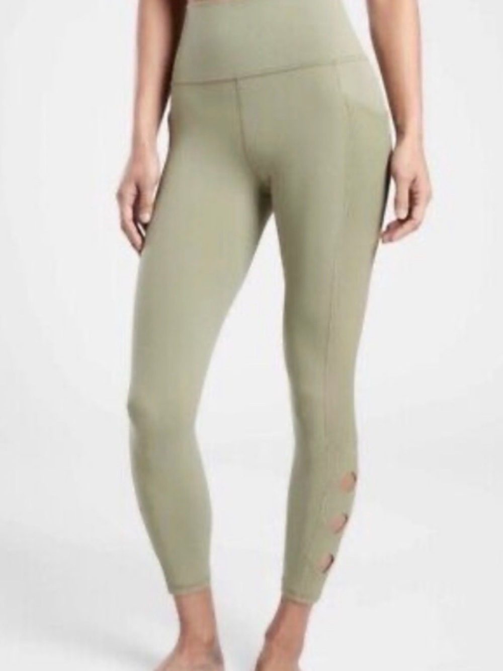 Athleta Olive Sage High-Rise Seam Detail Leggings with Cutout Accents - Picture 9 of 14